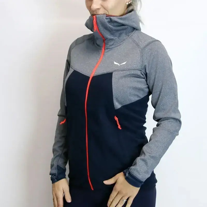 Salewa Puez Hybrid Polarlite Hooded Fleece Women's Sweatshirt in Navy Blazer Melange 2025