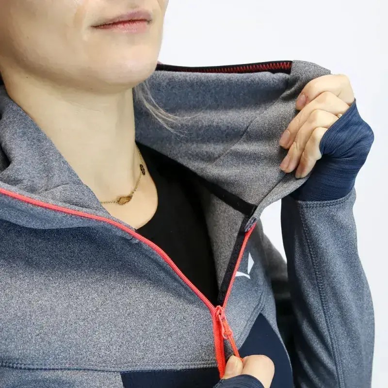 Salewa Puez Hybrid Polarlite Hooded Fleece Women's Sweatshirt in Navy Blazer Melange 2025