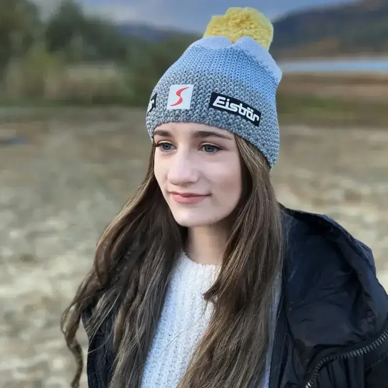 Czapka Narciarska Eisbar Star Pompon MU SP Grey Steel Blue Banana